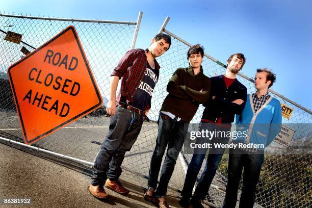 Rostam Batmanglljof, Ezra Koenlg, Chris Tomson, Chris Balo of Vampire Weekend pose for a group shot in 2008 in San Francisco, CA