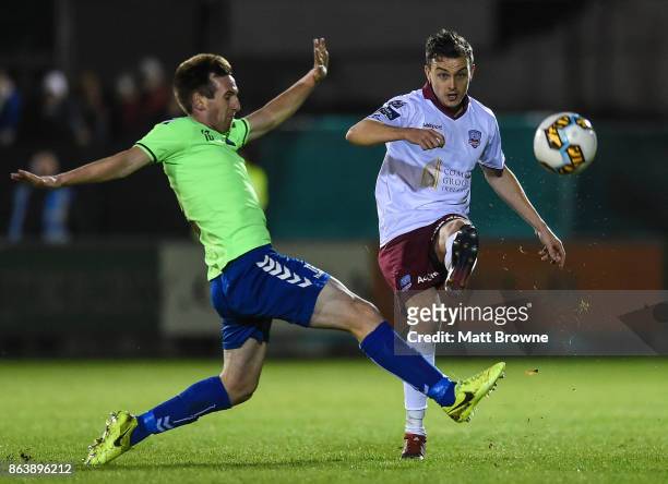 Limerick , Ireland - 20 October 2017; Marc Ludden of Galway United in action against Stephen Kenny of Limerick FC during the SSE Airtricity League...