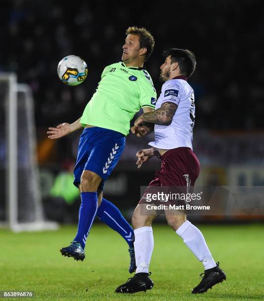 Limerick , Ireland - 20 October 2017; Rodrigo Tosi of Limerick FC in action against Niall Maher of Galway United during the SSE Airtricity League...