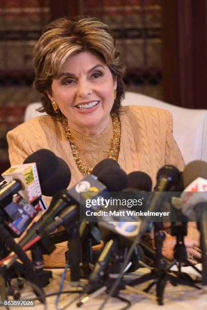 Attorney Gloria Allred and her client Heather Kerr speak during a press conference regarding the sexual assault allegations that have been brought...