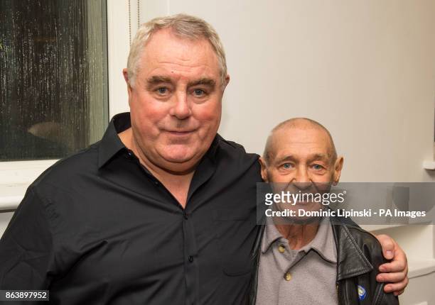Author Richard O'Rawe with Paddy Hill, who was wrongly convicted for the Birmingham bombing as part of the Birmingham Six, during the launch of the...