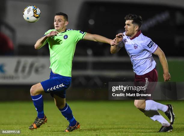 Limerick , Ireland - 20 October 2017; Tony Whitehead of Limerick FC in action against Ronan Murray of Galway United during the SSE Airtricity League...