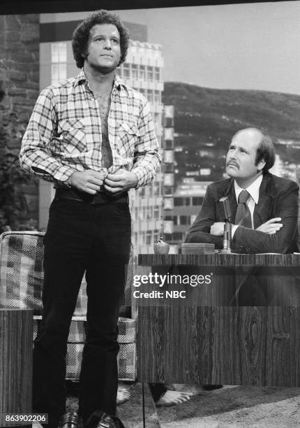 Pictured: Actor Albert Brooks during an interview with guest host Rob Reiner on July 11, 1977 --