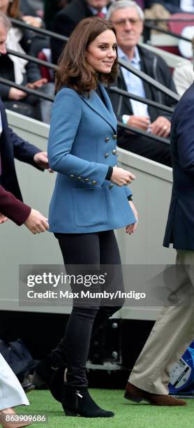 Catherine, Duchess of Cambridge attends the Coach Core graduation ceremony for more than 150 Coach Core apprentices at The London Stadium on October...