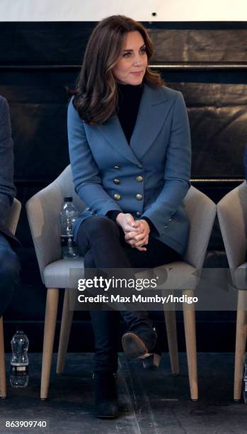 Catherine, Duchess of Cambridge attends the Coach Core graduation ceremony for more than 150 Coach Core apprentices at The London Stadium on October...