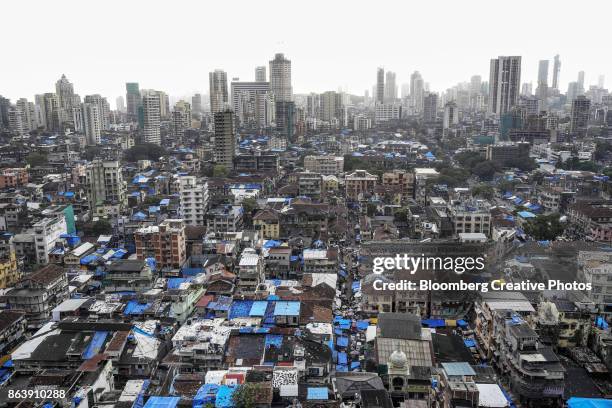 residential and commercial buildings stand in the bhendi bazaar area of mumbai - general images of property stock pictures, royalty-free photos & images