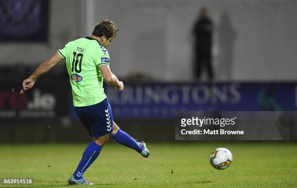 Limerick , Ireland - 20 October 2017; Rodrigo Tosi of Limerick FC scores from the penalty spot during the SSE Airtricity League Premier Division...