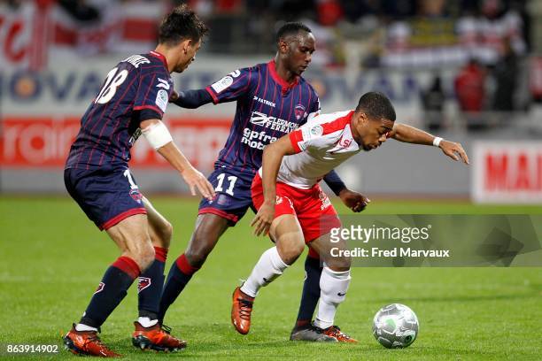 Alassane Ndiaye of Clermont and Arnaud Nordin of Nancy during the Ligue 2 match between Nancy and Clermont on October 20, 2017 in Nancy, France.