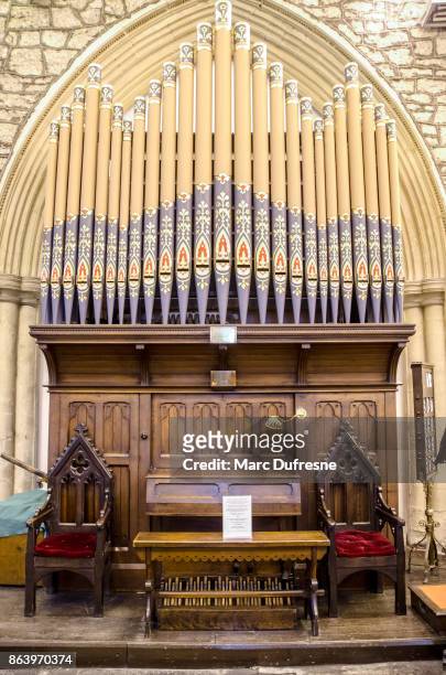 organ pipe in st-audoen's church - church organ stock pictures, royalty-free photos & images