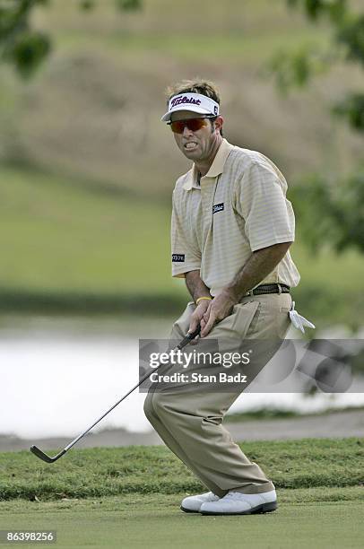 Mike Sposa reacts during the first round of the 2005 BellSouth Panama Championship Nationwide TOUR, January 27 held at the Panama Golf Club, Panama...