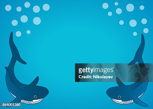 Los Tiburones Fondo Submarino Del Mar Ilustraciones De Vectores De Dibujos  Animados Plana Ilustración de stock - Getty Images