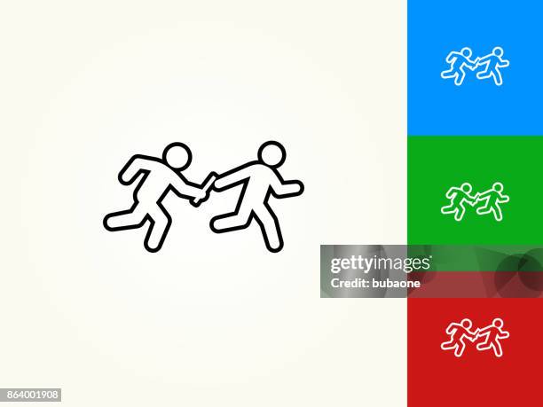 stockillustraties, clipart, cartoons en iconen met estafette zwarte streek lineaire pictogram - estafette