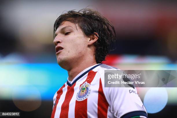 Carlos Fierro of Chivas reacts during the 10th round match between America and Chivas as part of the Torneo Apertura 2017 Liga MX at Azteca Stadium...