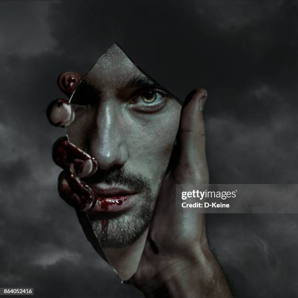 halloween - magic hand mirror stock pictures, royalty-free photos & images