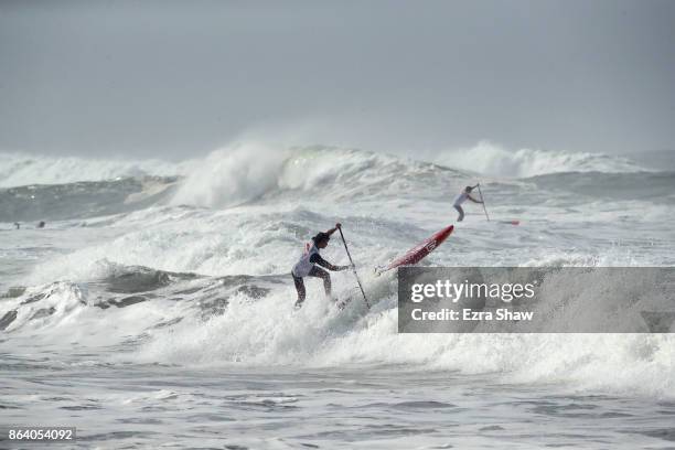 Athletes compete in the Red Bull Heavy Water event at Ocean Beach on October 20, 2017 in San Francisco, California. The 7.5 mile course went from...