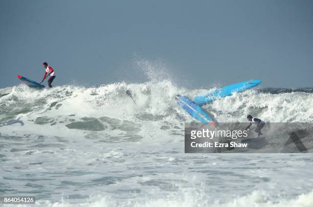 Athletes compete in the Red Bull Heavy Water event at Ocean Beach on October 20, 2017 in San Francisco, California. The 7.5 mile course went from...