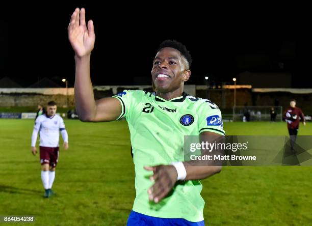 Limerick , Ireland - 20 October 2017; Chiedozie Ogbene of Limerick FC celebrates after the SSE Airtricity League Premier Division match between...