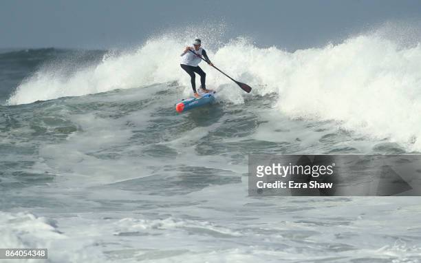 Connor Baxter competes in the Red Bull Heavy Water event at Ocean Beach on October 20, 2017 in San Francisco, California. The 7.5 mile course went...