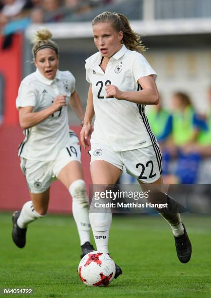 Tabea Kemme of Germany controls the ball during the 2019 FIFA Women's World Championship Qualifier match between Germany and Iceland at BRITA-Arena...