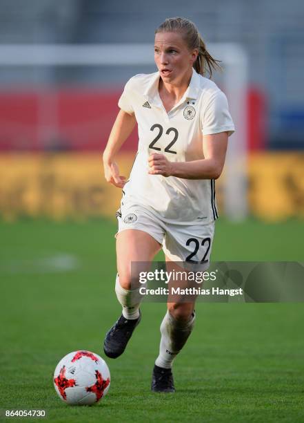 Tabea Kemme of Germany controls the ball during the 2019 FIFA Women's World Championship Qualifier match between Germany and Iceland at BRITA-Arena...