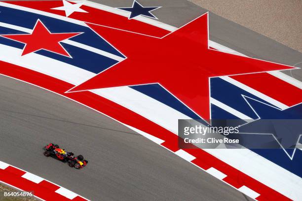 Daniel Ricciardo of Australia driving the Red Bull Racing Red Bull-TAG Heuer RB13 TAG Heuer on track during practice for the United States Formula...
