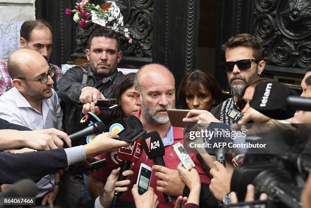 Sergio Maldonado brother of Santiago Maldonado --disappeared on August 1st during a Mapuche protest in Chubut province- talks to the press to confirm...