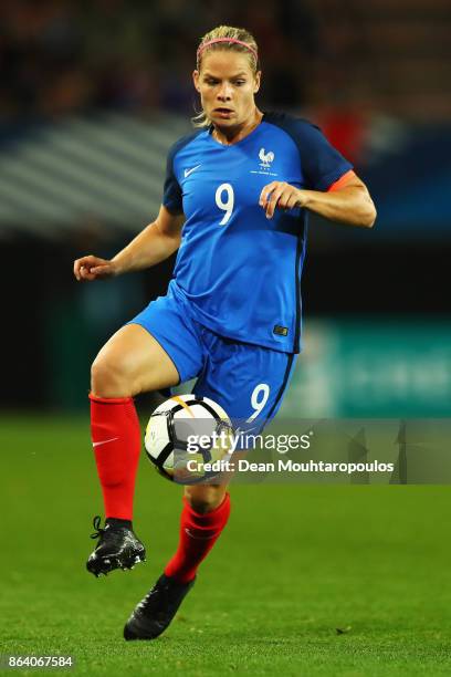 Eugenie Le Sommer of France in action during the International friendly match between France and England held at Stade du Hainaut on October 20, 2017...