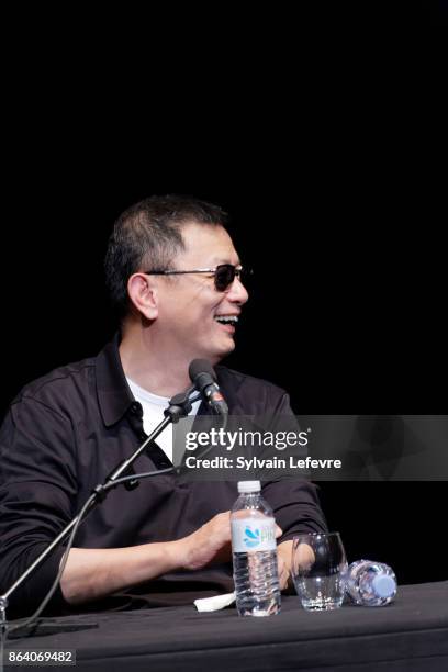 Director Wong Kar-wai attends "Welcome to Wong Kar-wai" master class during 9th Film Festival Lumiere on October 20, 2017 in Lyon, France.