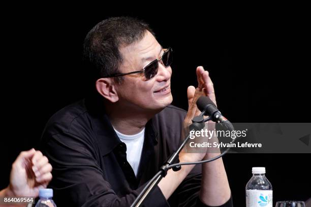 Director Wong Kar-wai attends "Welcome to Wong Kar-wai" master class during 9th Film Festival Lumiere on October 20, 2017 in Lyon, France.