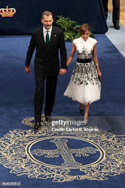 King Felipe VI of Spain and Queen Letizia of Spain attend the Princesa de Asturias Awards 2017 ceremony at the Campoamor Theater on October 20, 2017...