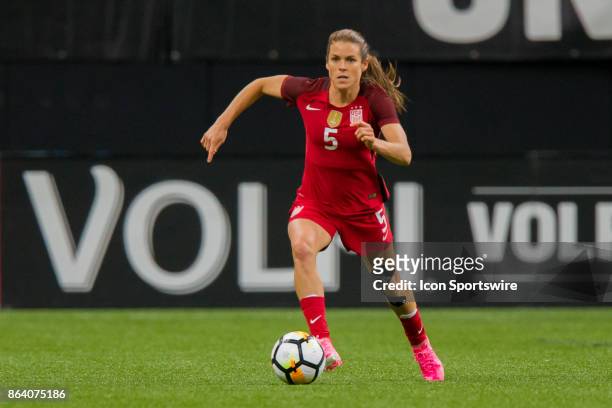 Womens National Team defender Kelley O'Hara dribbles the ball during the match between the U.S. Womens National Team and the Korea Republic on...