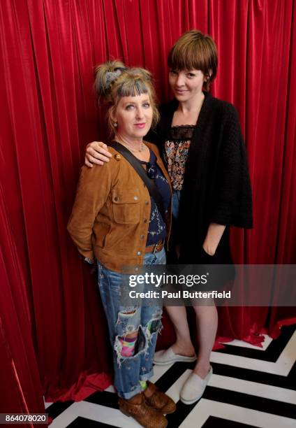 Actors Kimmy Robertson and Nicole LaLiberte pose at Showtime's "Twin Peaks" Double R Diner Pop-Up on Melrose Avenue on October 20, 2017 in Los...