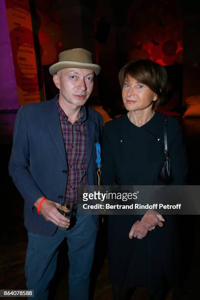 Managing Editor at "Beaux Arts magazine", Fabrice Bousteau and Suzanne Page attend the "Bal Jaune Elastique 2017" : Dinner Party at Palais Brongniart...