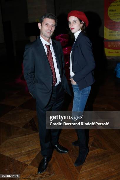 Frederic Taddei and his daughter artist Alice Grenier-Nebout attend the "Bal Jaune Elastique 2017" : Dinner Party at Palais Brongniart during FIAC on...