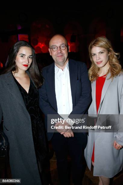 Katell Berthy, Director of 'Musee d'Art Moderne de la Ville de Paris', Fabrice Hergott and actress Hande Kodja attend the "Bal Jaune Elastique 2017"...