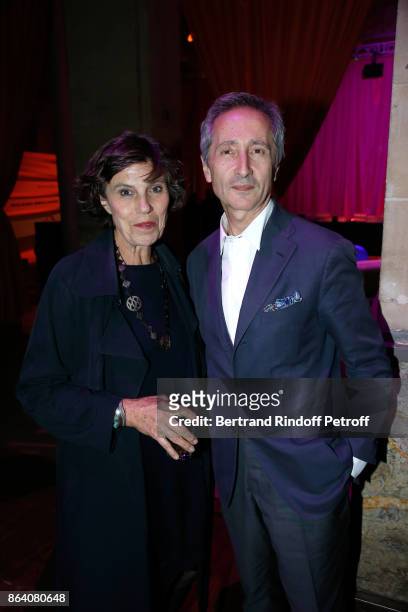 Director of Museum of Centre Pompidou Bernard Blistene and his wife Marie-Laure attend the "Bal Jaune Elastique 2017" : Dinner Party at Palais...