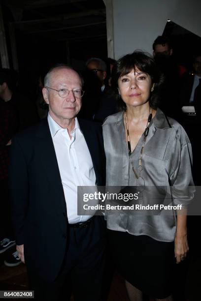 Galerists Daniel Templon and Nathalie Obadia attend the "Bal Jaune Elastique 2017" : Dinner Party at Palais Brongniart during FIAC on October 20,...