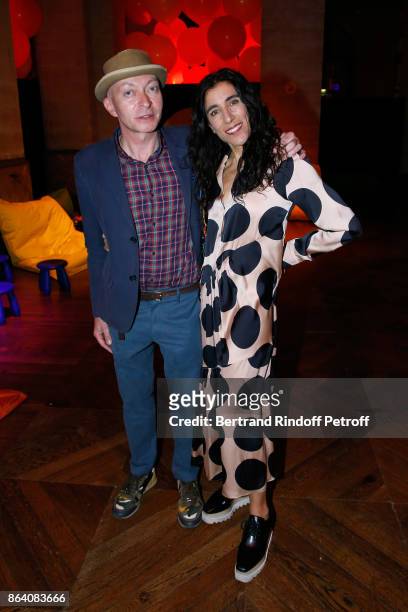 Managing Editor at "Beaux Arts magazine", Fabrice Bousteau and choreographer Blanca Li attend the "Bal Jaune Elastique 2017" : Dinner Party at Palais...