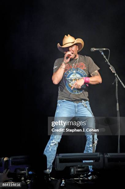 Jason Aldean performs during the 12th Annual Concert For The Cure at KFC YUM! Center on October 20, 2017 in Louisville, Kentucky.