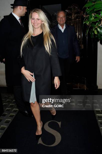 Kayte Walsh and Kelsey Grammer leaving Scotts restaurant Mayfair on October 20, 2017 in London, England.