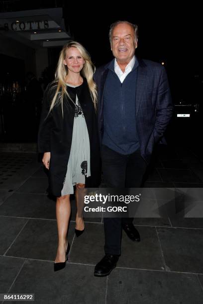 Kayte Walsh and Kelsey Grammer leaving Scotts restaurant Mayfair on October 20, 2017 in London, England.