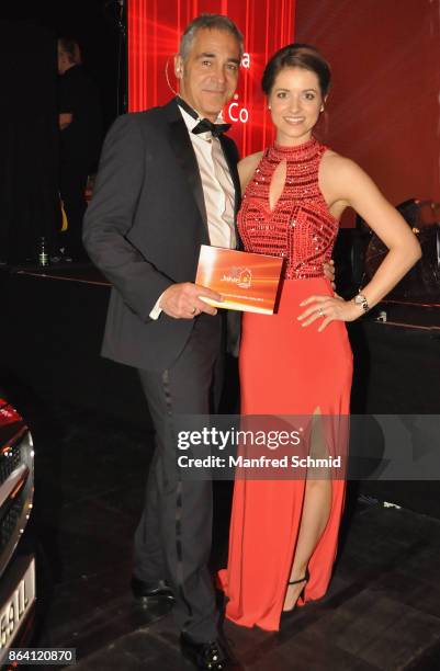 Christian Clerici and Kristina Inhof pose during the Ronald McDonald Kinderhilfe charity event at Messe Wien on October 20, 2017 in Vienna, Austria.