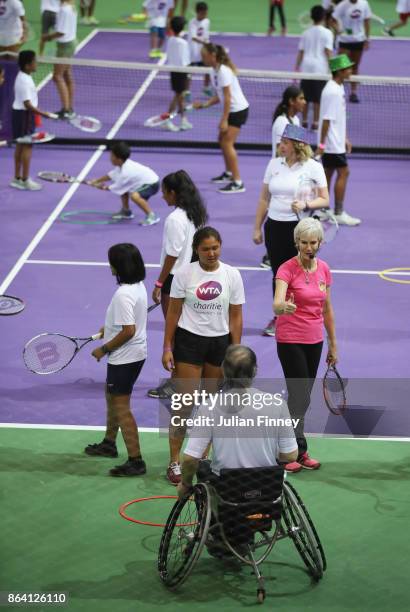 Judy Murray takes part in the Community Day prior to the BNP Paribas WTA Finals Singapore presented by SC Global at OCBC Arena on October 21, 2017 in...