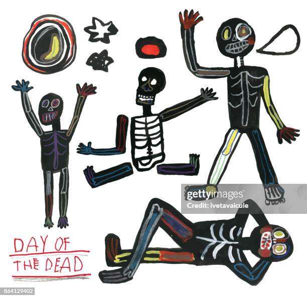 ilustraciones, imágenes clip art, dibujos animados e iconos de stock de día de la mano del muerto dibujado juego de esqueletos, luna, estrellas y velas - dead girl