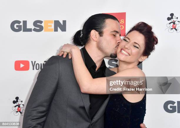 Nathan West and Chyler Leigh at the 2017 GLSEN Respect Awards at the Beverly Wilshire Four Seasons Hotel on October 20, 2017 in Beverly Hills,...