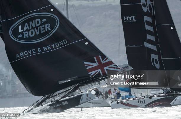 Land Rover BAR Academy in action, skippered by Rob Bunce and helmed by Sir Ben Ainslie with team mates Elliot Hanson , Will Alloway , Oli Greber and...