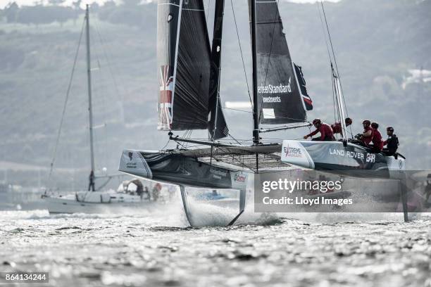 Land Rover BAR Academy in action, skippered by Rob Bunce and helmed by Sir Ben Ainslie with team mates Elliot Hanson , Will Alloway , Oli Greber and...