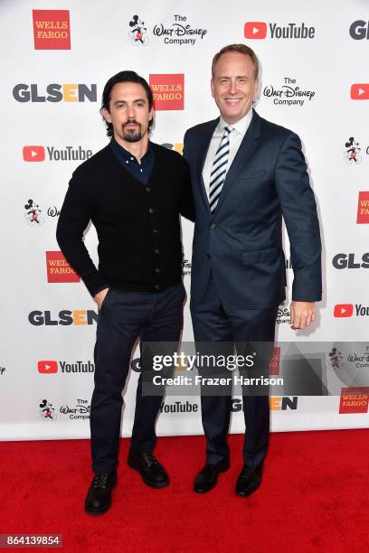 Milo Ventimiglia and honorary co-chair Robert Greenblatt at the 2017 GLSEN Respect Awards at the Beverly Wilshire Four Seasons Hotel on October 20,...