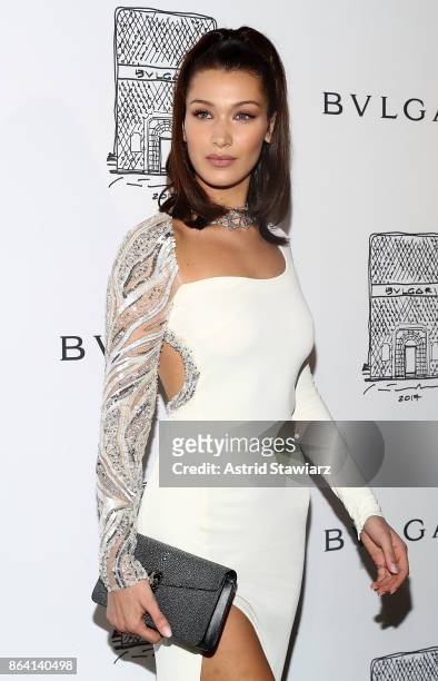 Model Bella Hadid attends Bulgari 5th Avenue flagship store opening on October 20, 2017 in New York City.