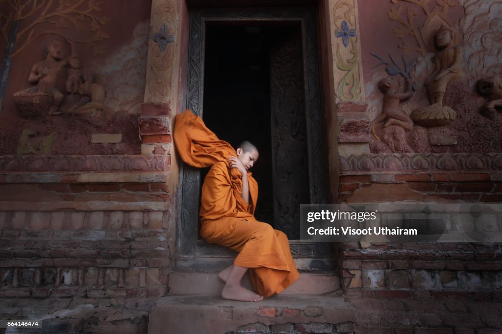 Novices monk at temple .Luang Prabang,Laos.